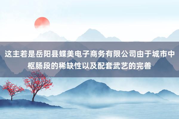 这主若是岳阳县蝶美电子商务有限公司由于城市中枢肠段的稀缺性以及配套武艺的完善